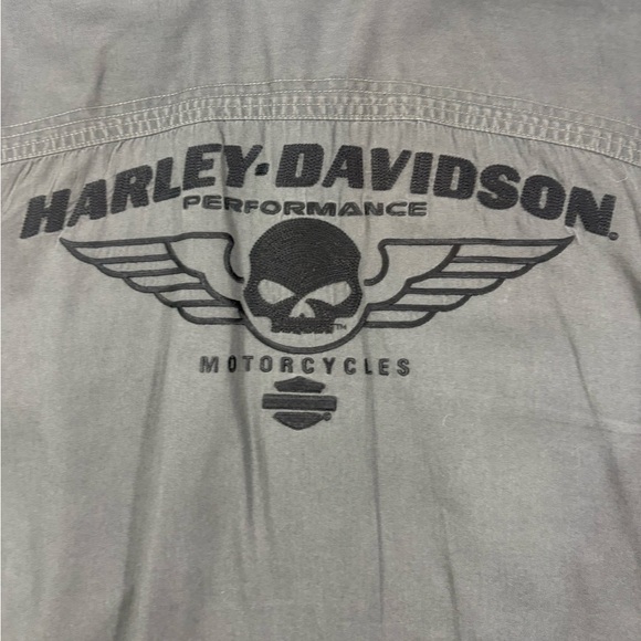 Harley-Davidson Men's Winged Logo Button Down Gray Size L - Picture 3 of 8